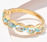 Affinity Gems Gold-Over Sterling Silver Semi-Precious Blue Topaz Band Ring Size 6